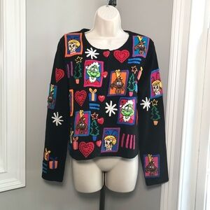 Vintage Michael Simon Dr. Seuss Grinch Christmas Cardigan ~ Women’s Small